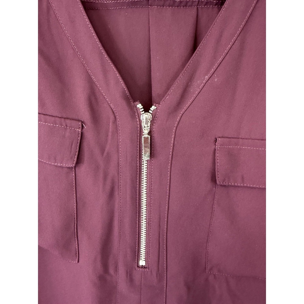 CATO Plus Size Maroon 1/4‎ Zip up Blouse Size 18/20 - Picture 3 of 5